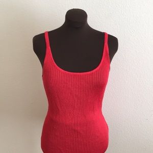 Red silky sexy knit tank